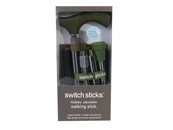 HUNTINGTON Stripes Adjustable, Folding Travel Cane by Switch Sticks