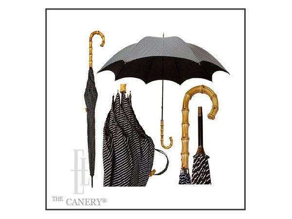 Bamboo handle Umbrella with Elegant Stripe Style