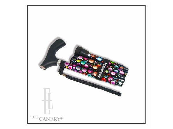 BUBBLES Folding Adjustable Travel Cane by Switch Sticks