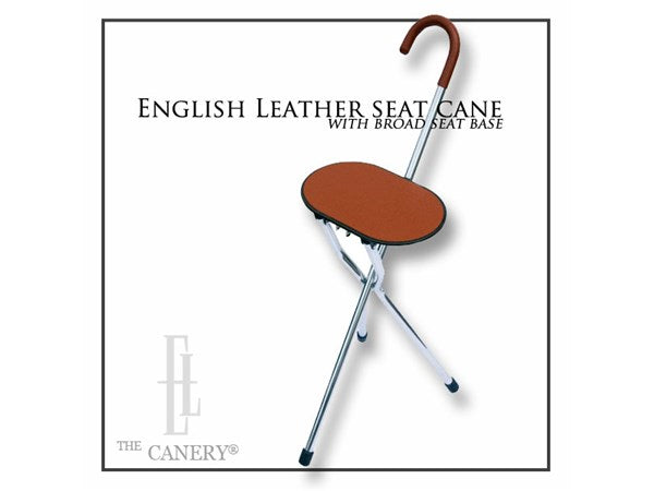 English Leather Tripod Seat Cane with Broad Saddle