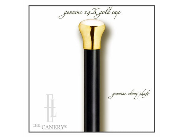 Solid 14K Gold Cap Walking Stick on Genuine Ebony Shaft