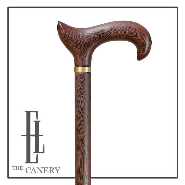 African Cassia Wood Walking Stick with Derby Handle