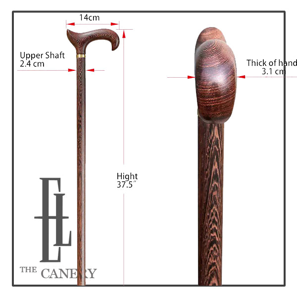 African Cassia Wood Walking Stick with Derby Handle