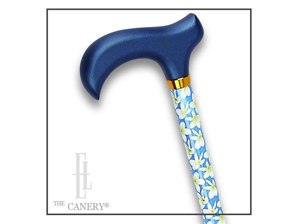 Floral Print Adjustable Derby Handle Aluminum Cane in Various Styles
