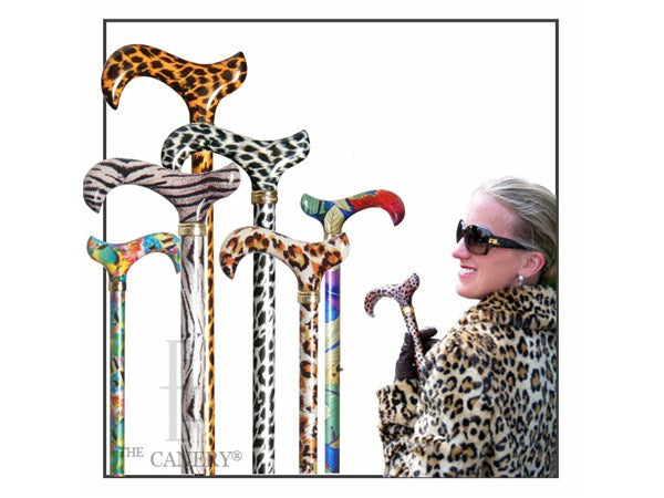 Exotic Adjustable Fashion Derby Cane in Assorted Animal Prints