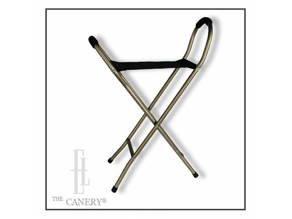 Deluxe Portable Folding Four Leg Cane with Sling Comfort Seat