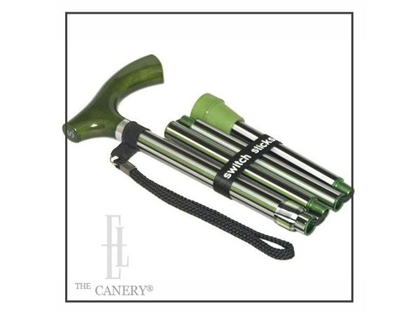HUNTINGTON Stripes Adjustable, Folding Travel Cane by Switch Sticks